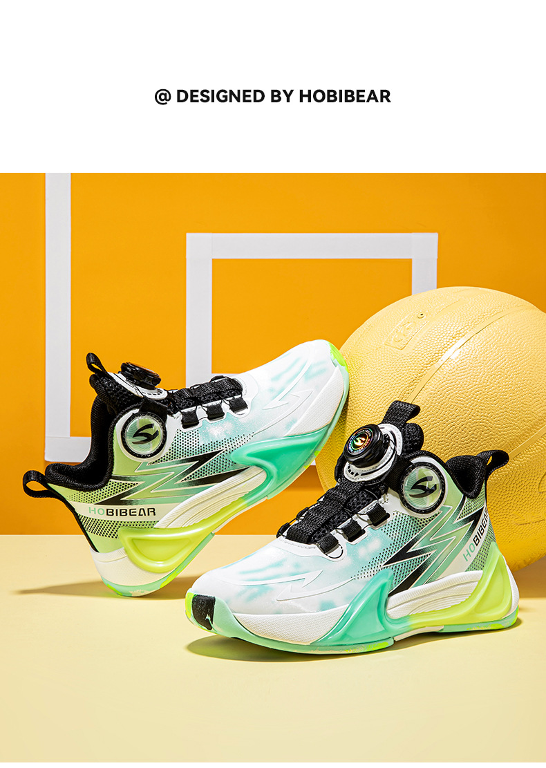 Kids' shoes leather boys basketball shoes spring and autumn children's rotating button single shoes campus sports shoes_voghion.com