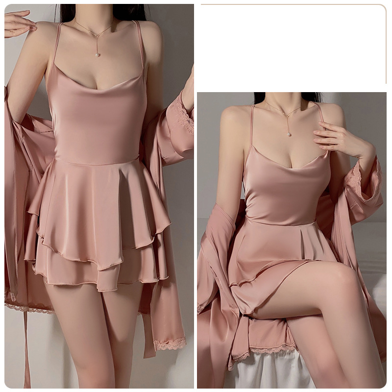 Riietus Guiruo Brändi Aluspesu Mugav siidine Satiin Seksikas Sway Krae Naiste Suspender Öösärk Välismantel Avaleht_voghion.com