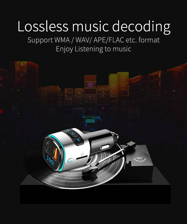 BC41 Bil Bluetooth: 4.2-versjon, Full Band, Musikkspiller, Håndfri telefoni, Dobbel USB-lading, 32 GB TF-kort, Tapsfri lyd_voghion.com