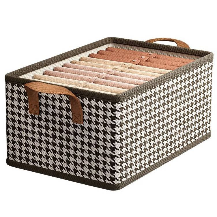 Home Foldable Large Capacity Houndstooth Storage Box Dust-proof Storage Box Wardrobe Pants Storage Box_voghion.com