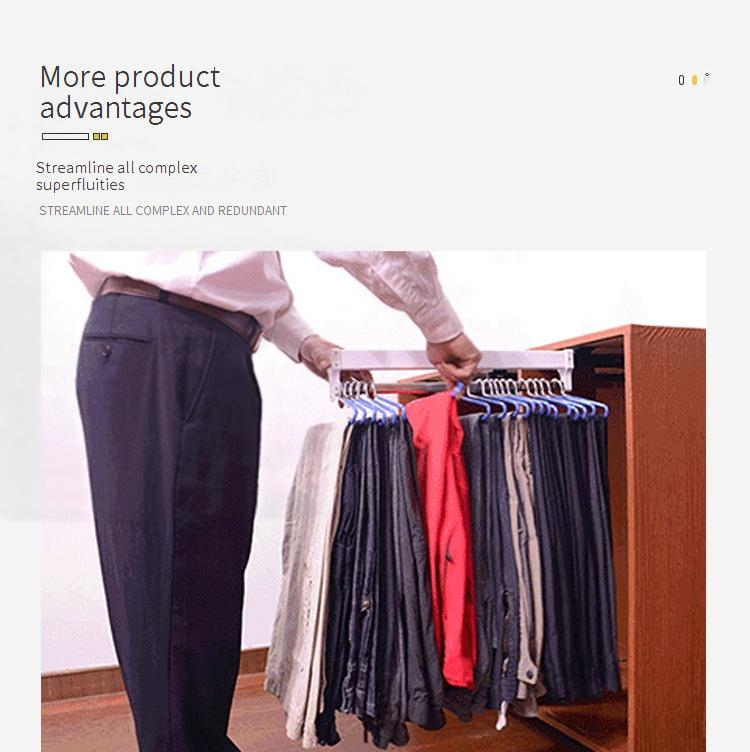 Porta pantaloni estensibile salvaspazio - Organizer per guardaroba estraibile e robusto, montato sulla parte superiore (binario scorrevole liscio con lunghezza regolabile)_voghion.com