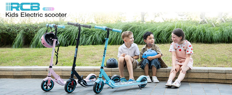 RCB R11 Elektroroller für Kinder im Alter von 6–12 Jahren, 150 W, 21,6 V, 2,6 Ah Akku, max. 16 km/h, bunte LED-Leuchten, LED-Display, faltbar_voghion.com