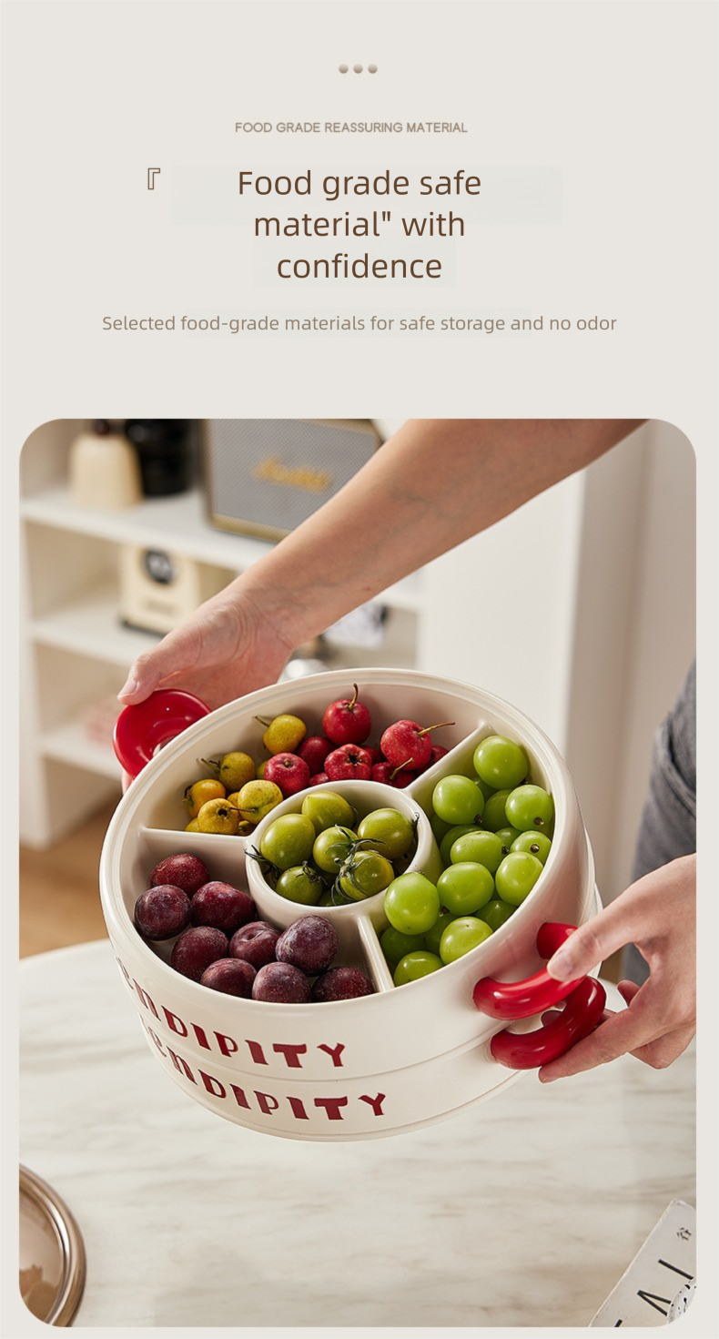 Creative Bowknot Dried Fruit Tray, Household Living Room Divided Lattice With Lid Candy Box, Ins Style Snack Display Plate, Fruit Plate._voghion.com