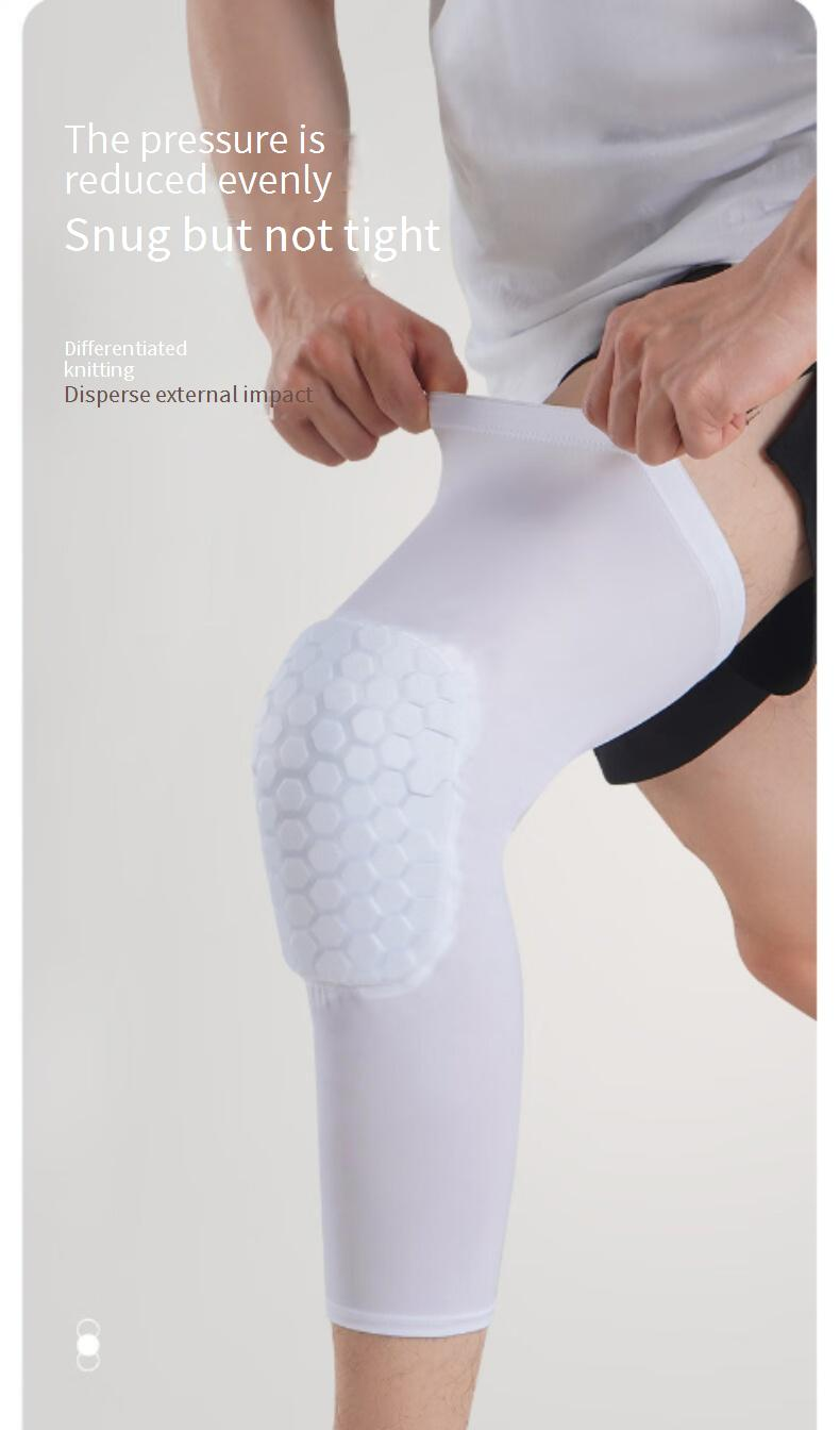 Ginocchiere da basket con protezione a nido d'ape - Traspiranti, antiscivolo, supporto esteso per uomini e donne - Ideali per corsa e sport (nero/bianco)_voghion.com