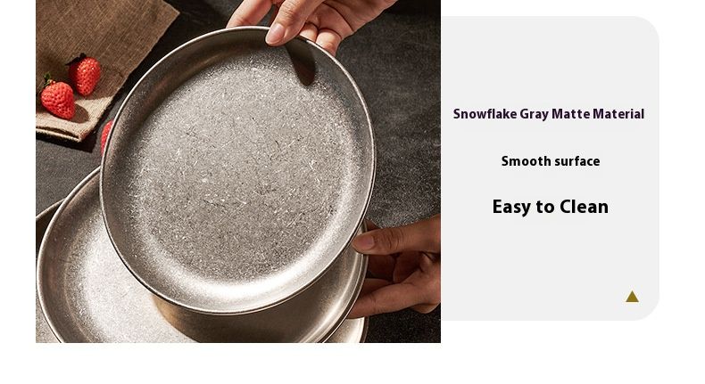 Vintage-Style Stainless Steel Tray Set – Elegant Round Plates For Coffee, Desserts & Dining (Matte Finish, Microwave Safe)_voghion.com