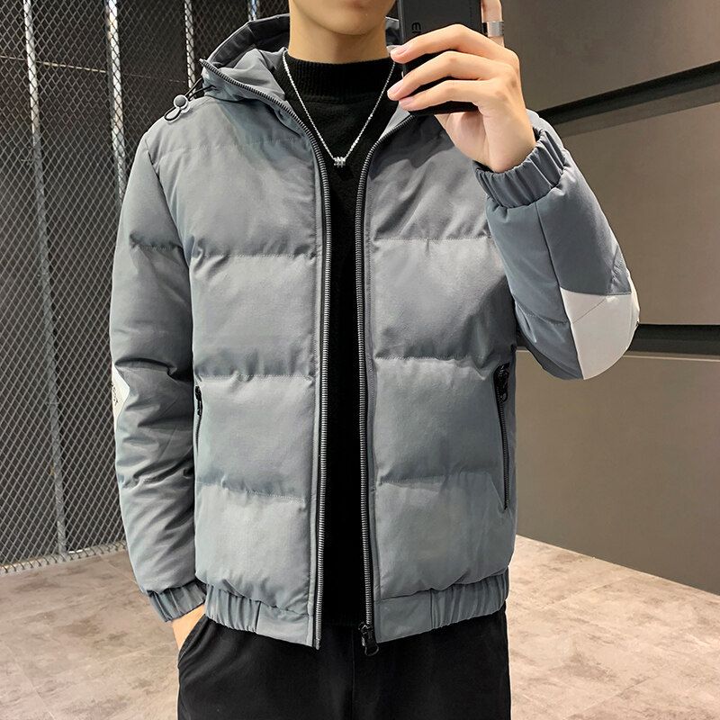 Veste matelassée style coréen pour homme – Manteau d'hiver léger à col montant (gris/kaki/gris foncé, tailles M à 4XL)_voghion.com