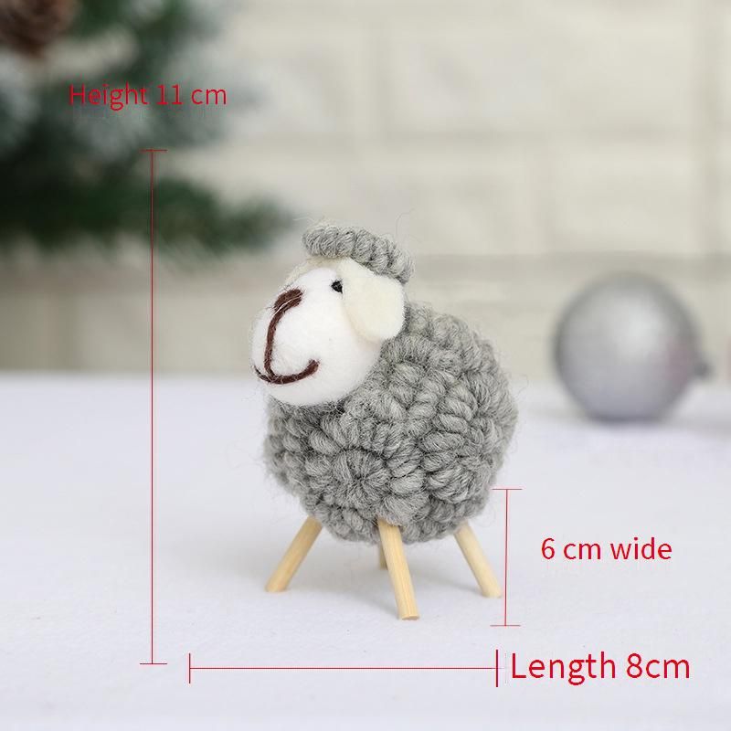 Handmade Wool Felt Mini Sheep Christmas Tree Ornaments - Kawaii DIY Desktop Decor For Holiday Gift (White/Gray/Pink)_voghion.com