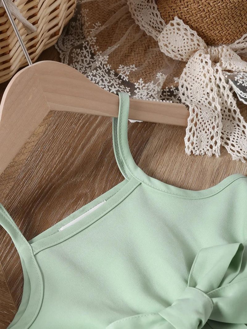 Robe bustier à volants pour fille, couleur unie – 100 % polyester, robe de princesse d'été de classe A pour les 3 à 8 ans (100 à 140 cm)_voghion.com