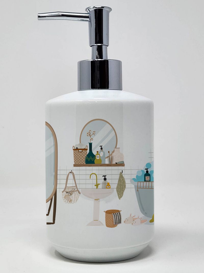 Black Pug Ceramic Soap Dispenser Hand Soap Dispenser Pump Bottles for Bathroom Kitchen, Empty Refillable Liquid Soap Container_voghion.com