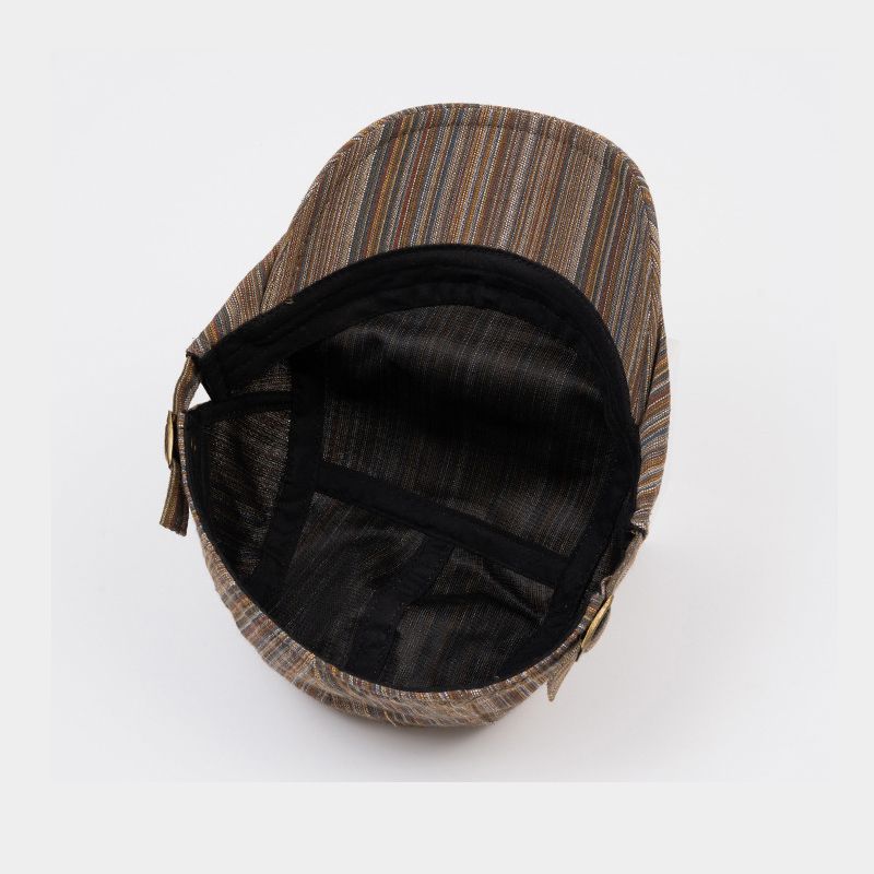 Nuovi arrivi Uomo Donna Newsboy con strisce colorate Misura regolabile 56-61 cm Stile vintage 100% cotone Cappello basco per tutte le stagioni_voghion.com