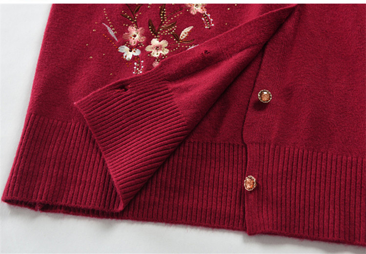 Bloemenprint Knitwears Oma's Lente Herfst Trui Jas Middelbare Leeftijd Moeder Vest Geborduurd Breien Top Voor_voghion.com
