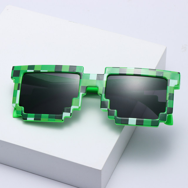 Kids and Adults Sunglasses Cosplay Action Game Toy Square Glasses Pixel Mosaic Sunglasses Thug Life Sunglasses_voghion.com
