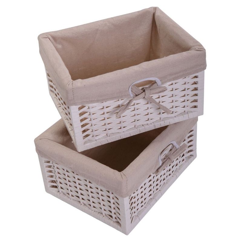 Table With One Storage White Removable Legs Indoors Nightstand Modern Bedside Table Two Drawer With Baskets Tall End_voghion.com