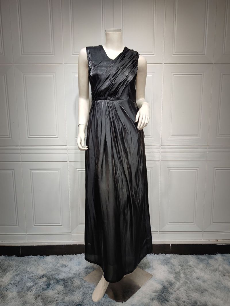 Damenbekleidung Helles Seidenkleid Dubai Robe Mode Abaya Weicher Zweiteiler_voghion.com