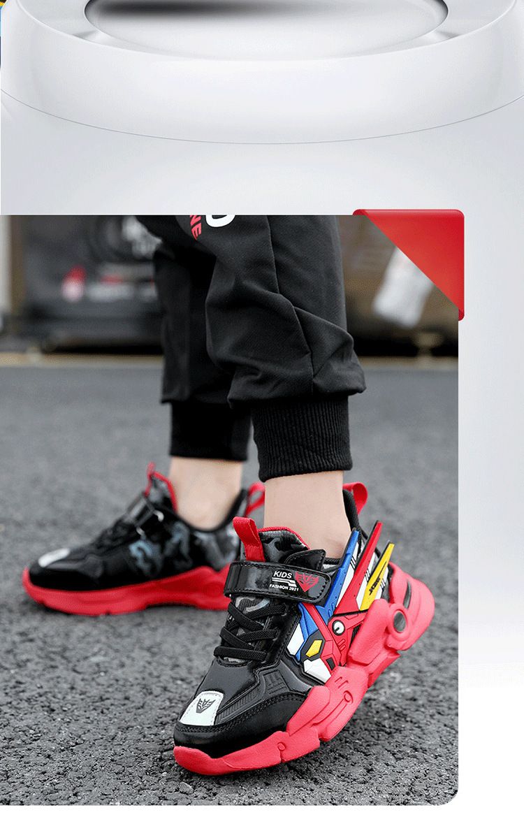 Boys' Spring And Autumn New Style Fashionable Leather Comfortable Middle And Large Children's Running Shoes Casual Velcro Sports Shoes_voghion.com
