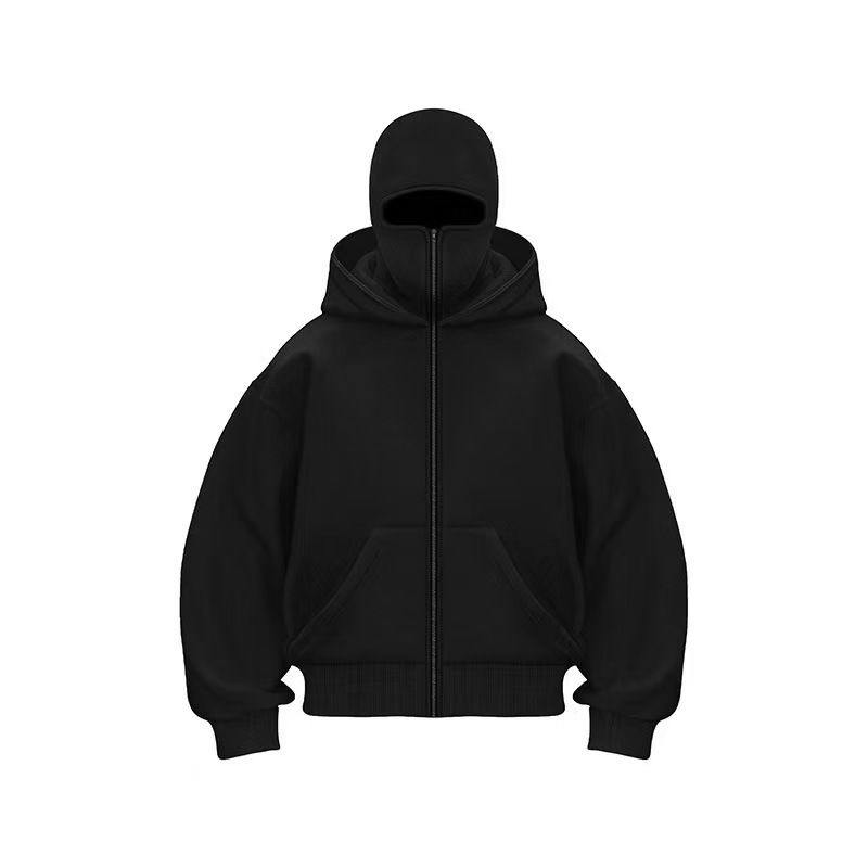 2025 Herbst Herren Balaclava Y2K Gothic Harajuku Winter Neuartikel Doppel-Kapuzenpullover Herren Kapuzenmaske Reißverschluss Sportbekleidung Damen_voghion.com