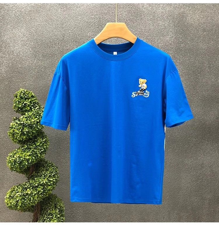 Tecknad björn tryckt kortärmad T-shirt Herr sommar Ny Cyber Populär Samma stil Fashionabla märke All match Casual Youth Base Shirt_voghion.com