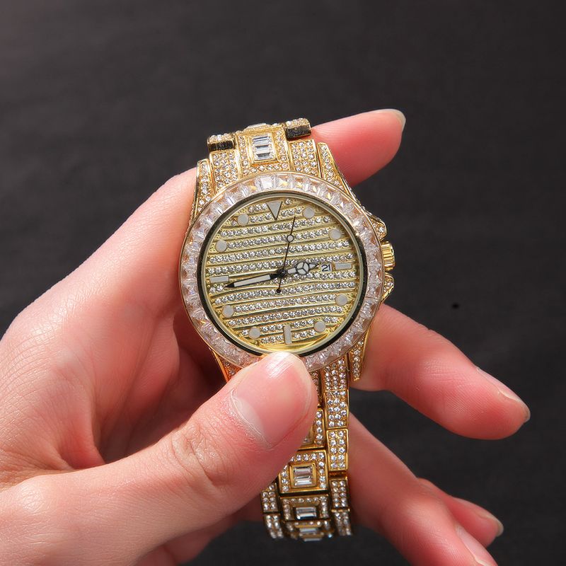 HypeBeats Men's Hip-Hop Watch - 45mm Color Diamond Quartz Chronograph With Butterfly Clasp_voghion.com