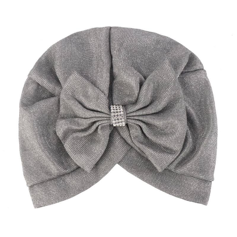 bright pink bow headscarf hat with forehead cross large bow with diamonds multi-color fashion_voghion.com