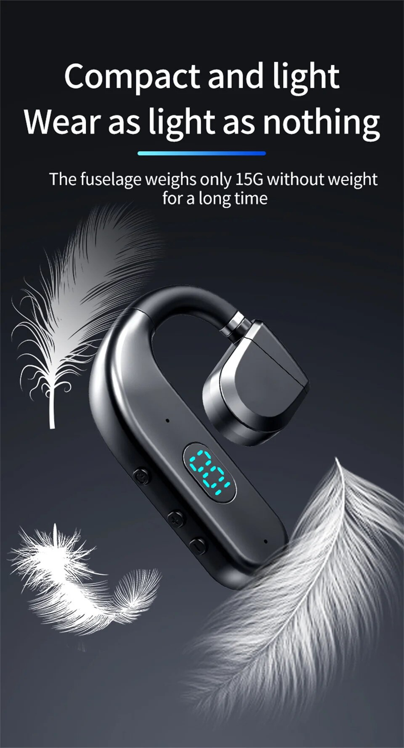 Trådløse Bluetooth-hovedtelefoner med mikrofon-knogleledning-øretelefoner Håndfri støjreducerende headset til kørsel_voghion.com