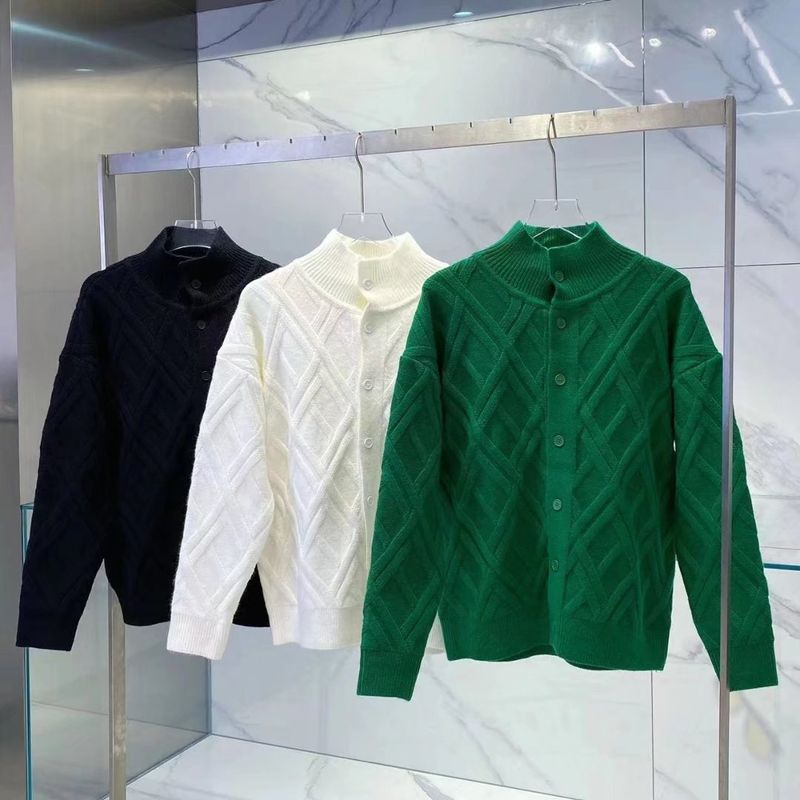 Men's Clothing Autumn And Winter New Niche High End Diamond Check Knitted Jacket Men's Lazy Style Cardigan Sweater_voghion.com