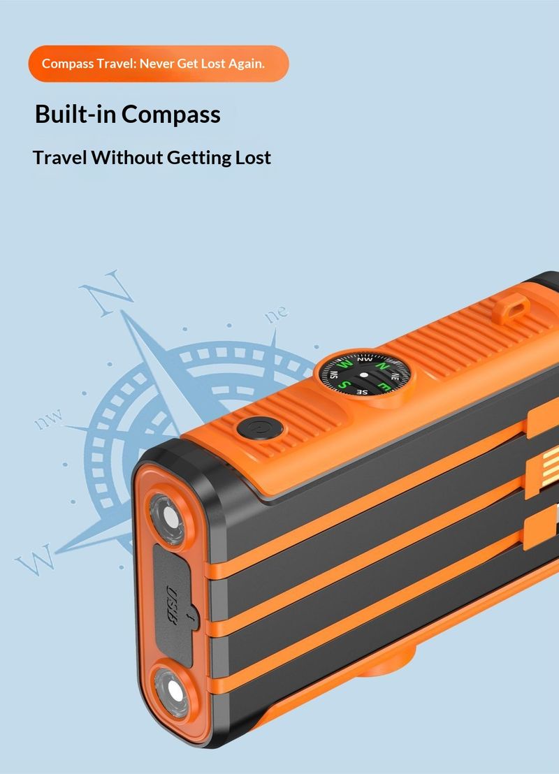 50704555550<=3 Outdoor Waterproof Hand-cranked Dual Light Solar 30000mAh Power Bank With Built-in Cable Portable Magnetic Wireless Fast_voghion.com