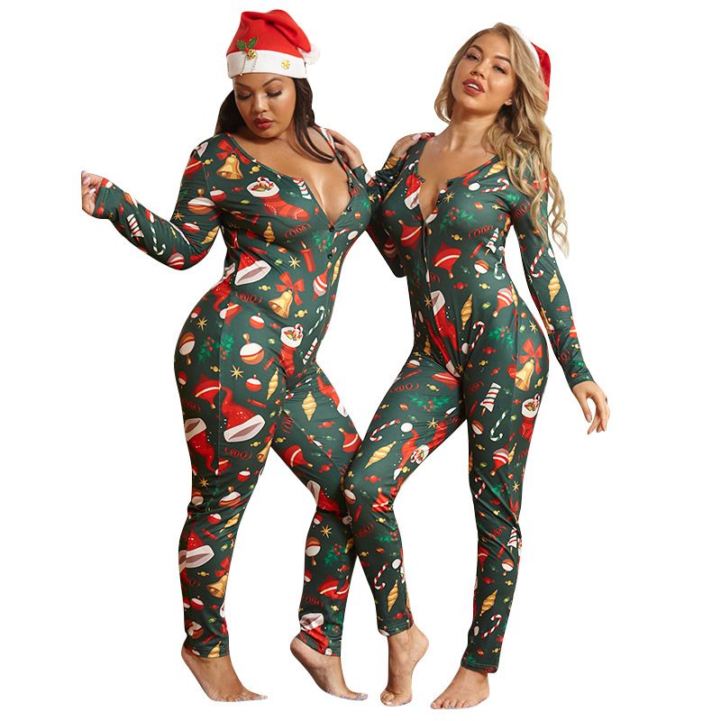 Dámske vianočné sexy úpletové spoločenské oblečenie s potlačou veľkej veľkosti_voghion.com