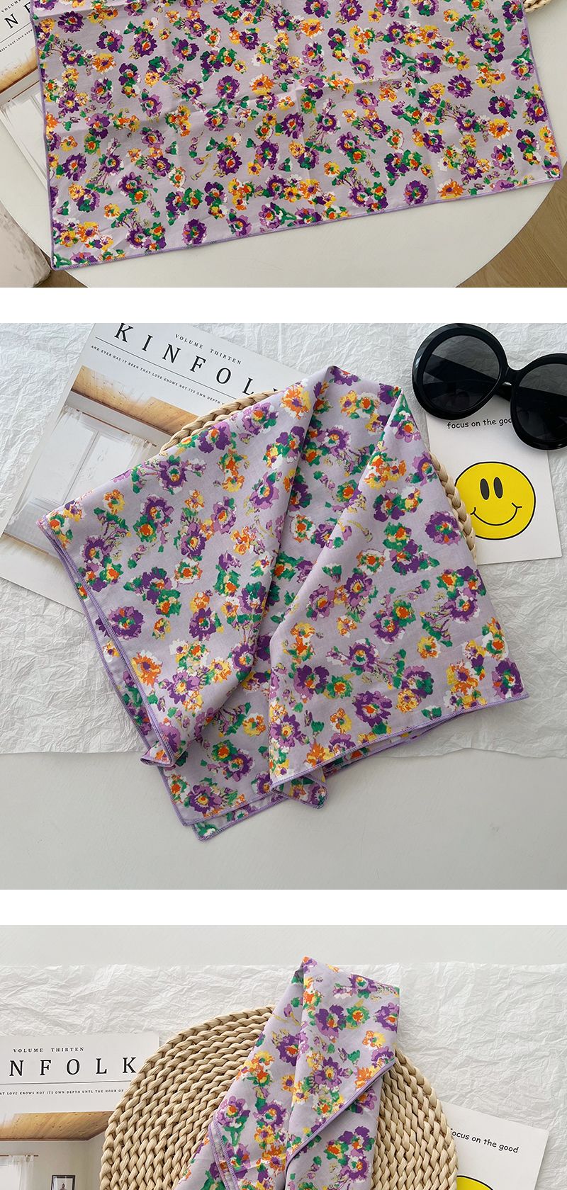 Frühling sommer vielseitig floral platz reine baumwolle kleine frauen dünne und frische dekorative schal, kopftuch_voghion.com