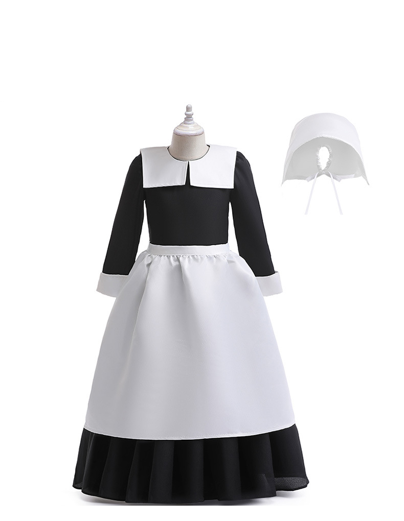 Girls Cosplay Wednesday Waitress Dress Dress Three-piece Long Dress Suit_voghion.com