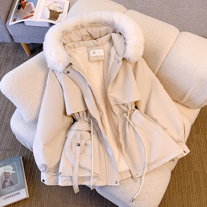 Women's Clothing winter new Korean style fashion waist cotton clothing short style plus velvet thickened parka cotton jacket_voghion.com