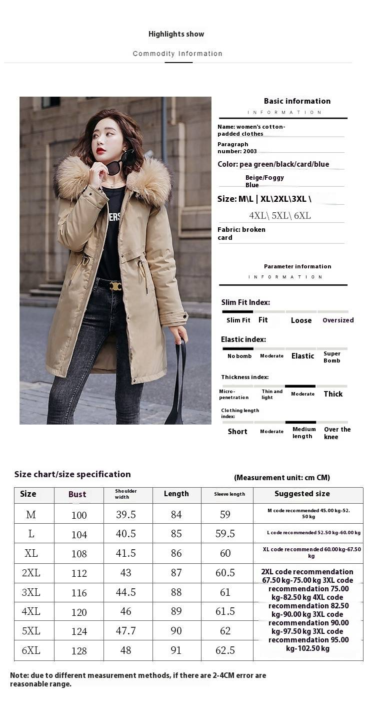 Winter 2023 Neue Frauen Kleidung Langen Mantel Wolle Er Mit Kapuze Jacke Pelz Kragen Dicke Warme Schnee Tragen Padded Parka 6XL_voghion.com