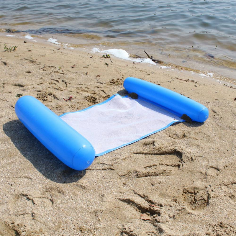 Esteira flutuante inflável de 3 tubos com encosto de malha dobrável, boia de piscina para adultos, jangada resistente para piscina de praia e lago_voghion.com