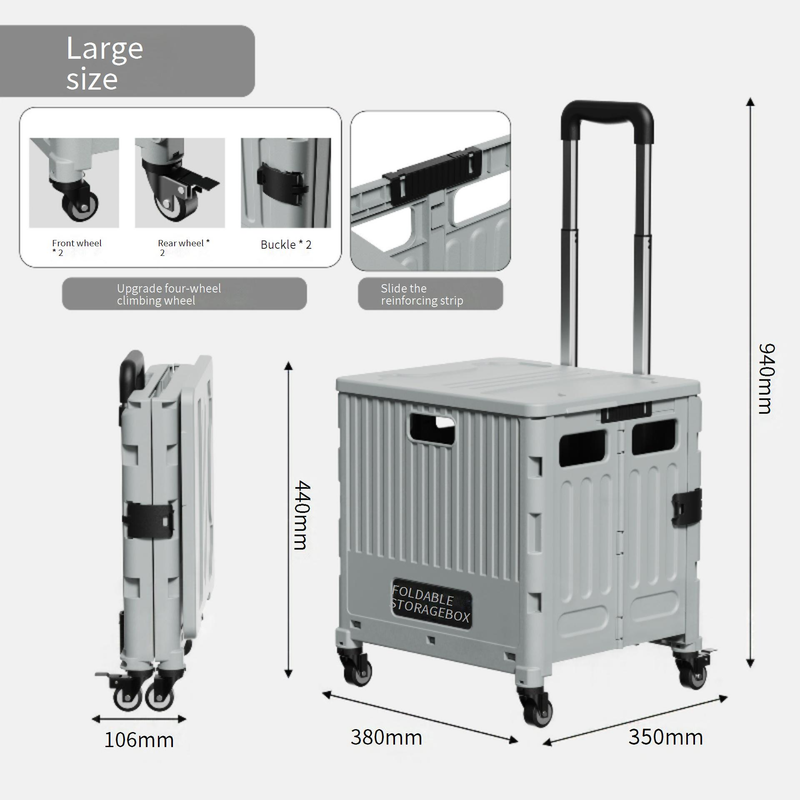 Carrello della spesa pieghevole per uso domestico, piccolo carrello per l'acquisto di generi alimentari, piccolo carrello per il ritiro, carrello portatile a mano, carrello leggero_voghion.com