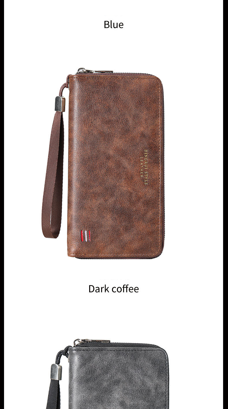 New Men's Wallet Casual Multi Card Slot Long Wallet Mobile Phone Coin Purse Large Capacity Clutch Bag_voghion.com