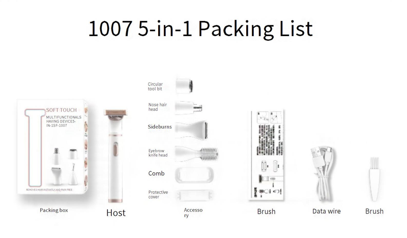 Depilator do usuwania włosów, urządzenie do usuwania włosów, golenie dla kobiet, trymer do brwi, wielofunkcyjna maszynka do golenia dla mężczyzn 5 w 1_voghion.com