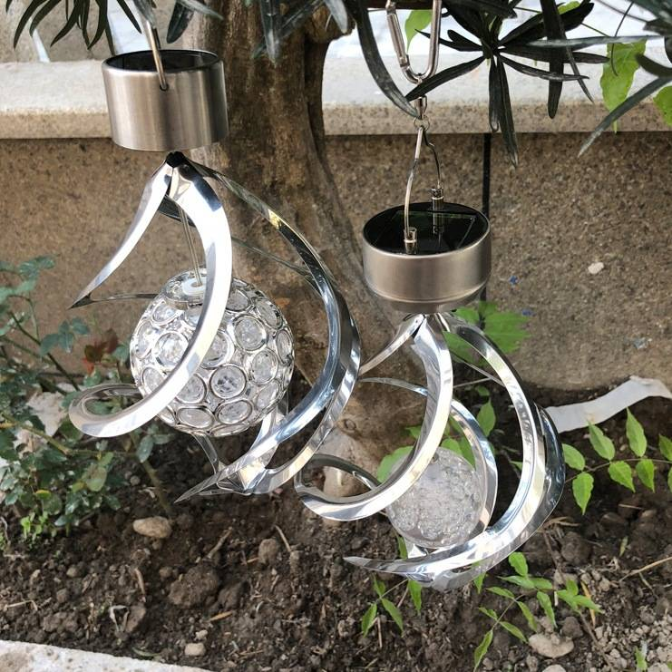 Lanterna solare a LED in acciaio inox con sfera cava in acrilico - Luce decorativa da giardino impermeabile per esterni, patio, cortile e paesaggio_voghion.com