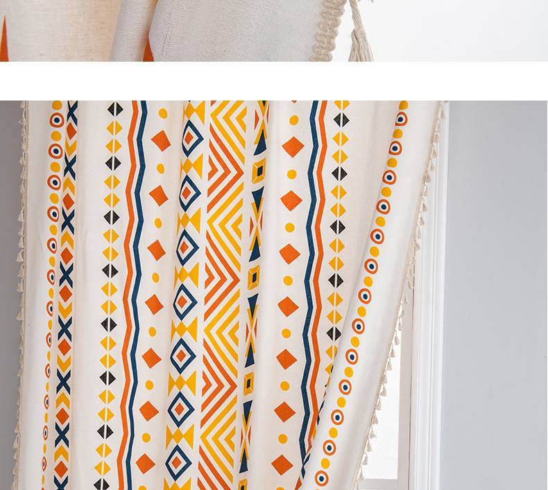 Moderne Leinenvorhänge – mehrfarbiger Kreisdruck, halbtransparente Vorhänge (Wohnzimmer, Schlafzimmer, Büro, 6 Größen, 80 % Leinen, minimalistischer Boho-Stil)_voghion.com