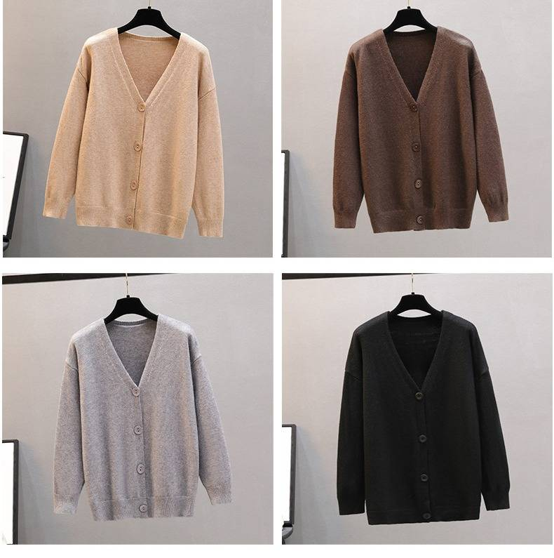 "Oversized Harajuku Cardigan – Chunky Knit Open Front Sweater For Women (Khaki/Grey/Black/Dark Brown, One Size)"_voghion.com
