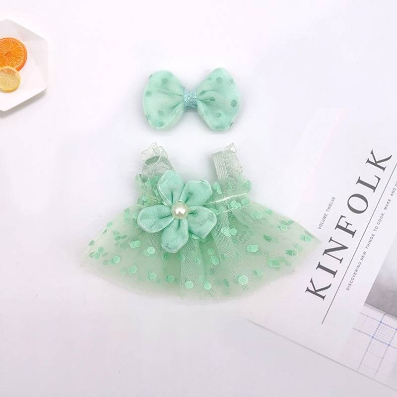 Conjunto de ropa para muñeca de 6,69 pulgadas, bonito atuendo que incluye vestido rosa esponjoso y lazo, accesorios de vestir de moda._voghion.com