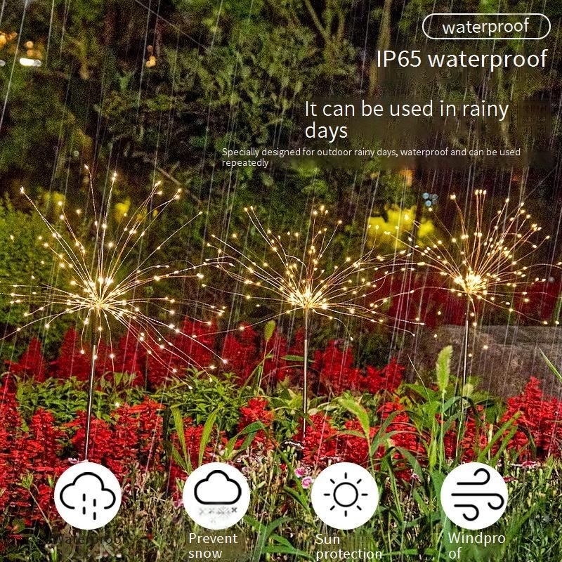 Luci a LED a energia solare per fuochi d'artificio, luci fatate a forma di dente di leone impermeabili per esterni con 8 modalità, decorazione natalizia per feste in giardino_voghion.com