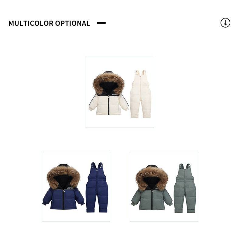 Premium Kids Winter Down Jacket Set – Soft & Warm Toddler Snowsuit (50-55% White Duck Down, 1-3Yrs, 80-100cm, Unisex, Zipper Closure)_voghion.com