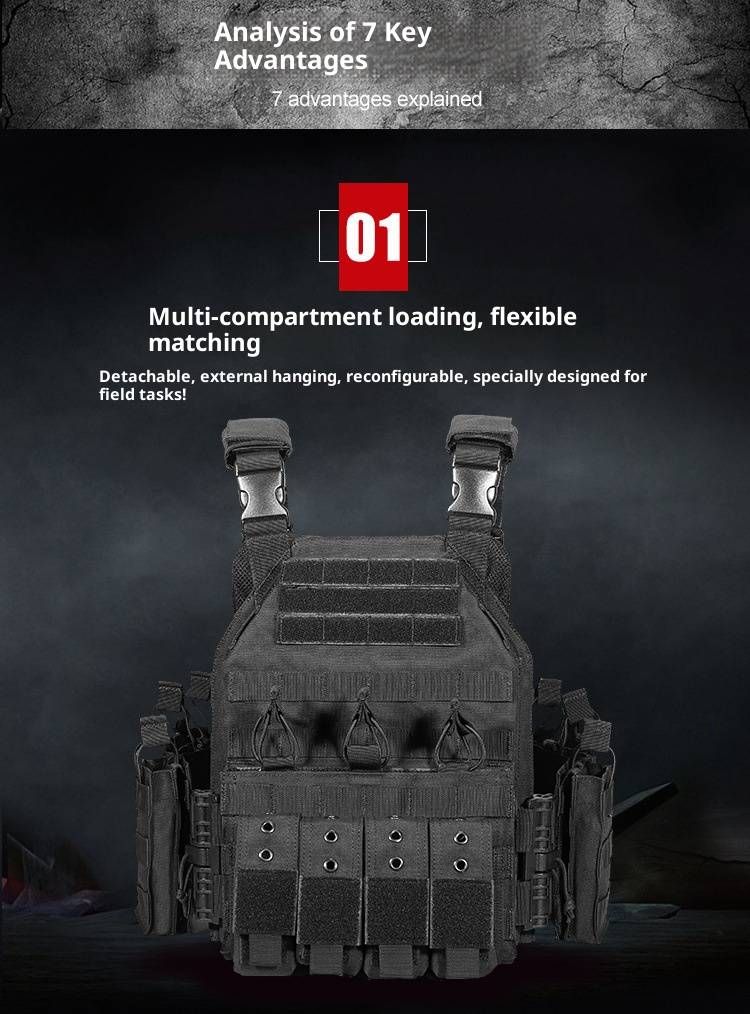 Tactical Vest With Quick-Release System – Military & Airsoft Molle Plate Carrier, Adjustable For Outdoor Training & Combat Simulation_voghion.com