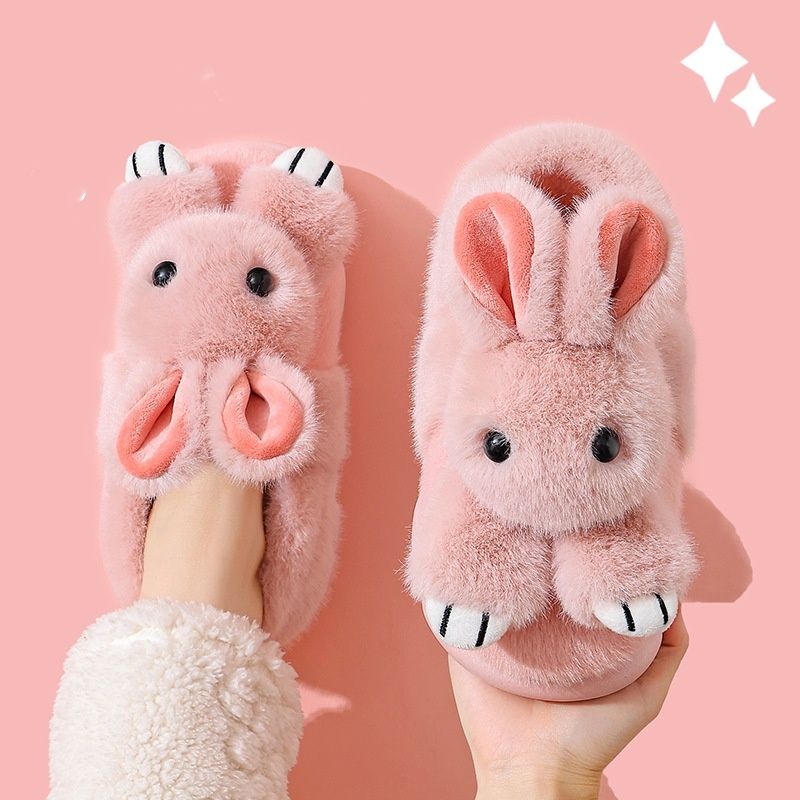 Pantufas aconchegantes para casais – Pantufas de inverno forradas com pelúcia e sola de PVC antiderrapante (Rosa/Rosa Claro/Cinza, Tamanhos 24-41)_voghion.com
