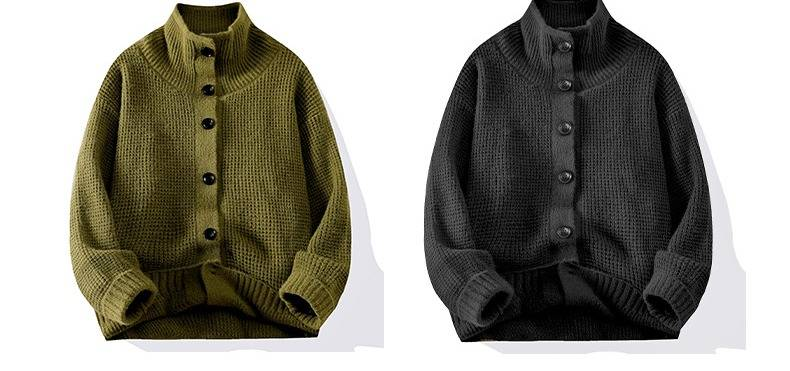 „Grob gestrickter Herrenpullover – Trendiger Oversize-Wintercardigan im Unisex-Paarstil (Schwarz/Grau/Olivgrün/Aprikose)“_voghion.com