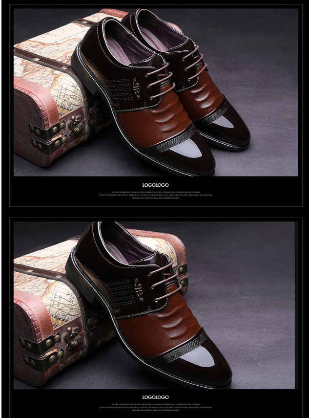 Men's Business Casual Leather Shoes - Pointed Toe Low-Cut Dress Shoes With Lightweight Rubber Sole For Office & Daily Wear (Black/Brown)_voghion.com