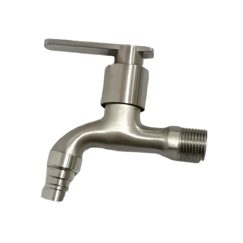 Wasmachinekraan met geborstelde afwerking en imitatie 304 roestvrij staal, platte kraan met 4 inch uitloop, snelopenende kraan met uitloop, fabrikant_voghion.com