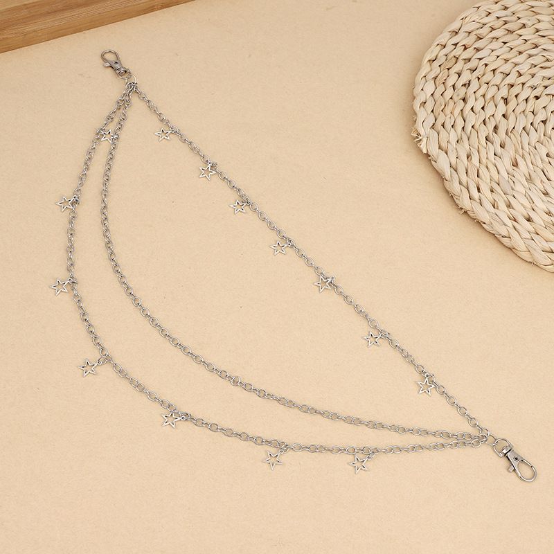European And American Hip Hop Punk Pentagram Pendant Waist Chain Ins Style Fashion Personality Multi-layer Metal Chain Men's And Women's Trousers_voghion.com