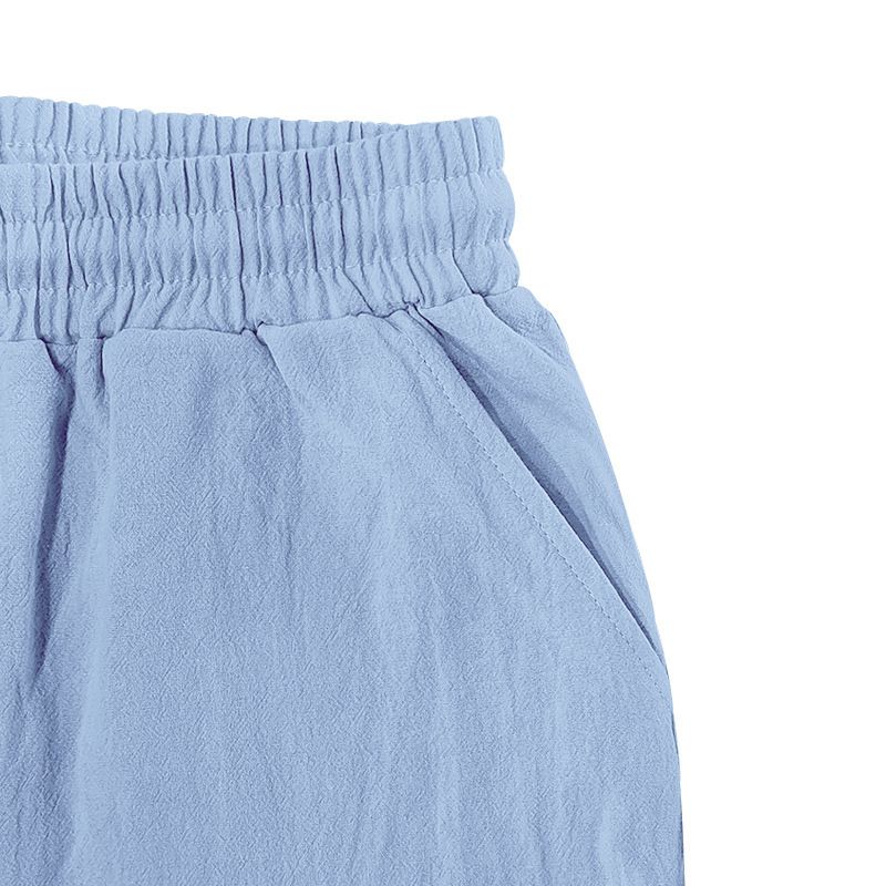 Herrenbekleidung Herren Sommer Outdoor Einfaches Leinen Atmungsaktives Lockeres Polo Kurzarm Arbeitsshorts Freizeitanzug_voghion.com