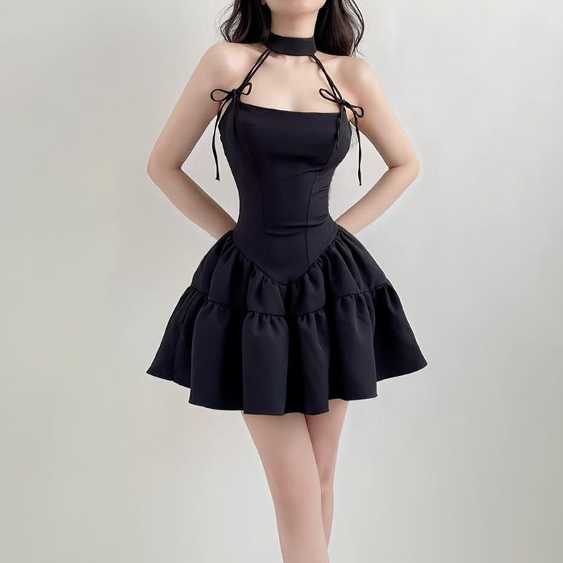 Size Dot Sleeveless Sleeve Round The Maxi Mini Autumn Summer Affordable Zipper Solid Wrinkle Comfortable Synonyms_voghion.com