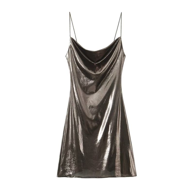 Abito da donna ZA Style con spalline sottili in metallo, alla moda ed elegante_voghion.com